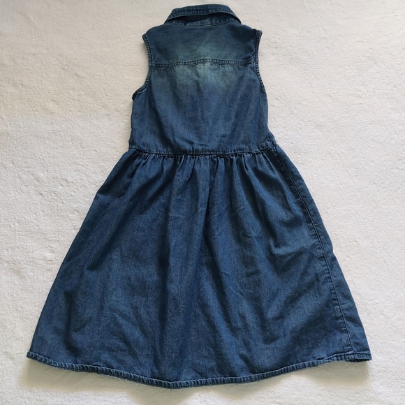 DENIM CHAMBRAY SLEEVELESS GIRLS DRESS - Picture 3 of 11